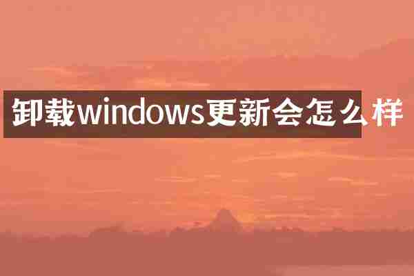 卸载windows更新会怎么样
