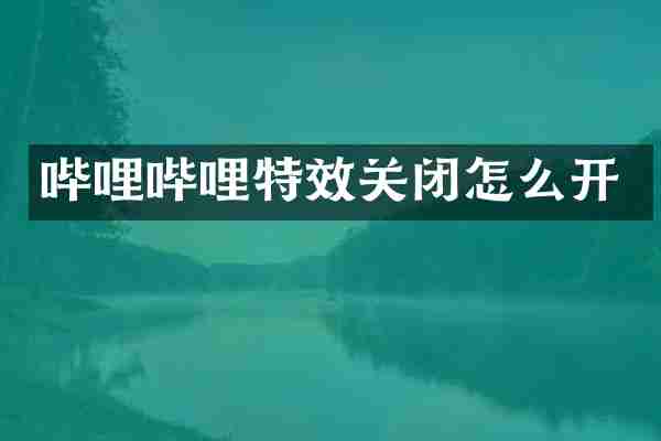 哔哩哔哩特效关闭怎么开