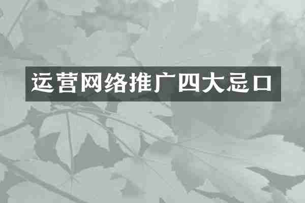 运营网络推广四大忌口