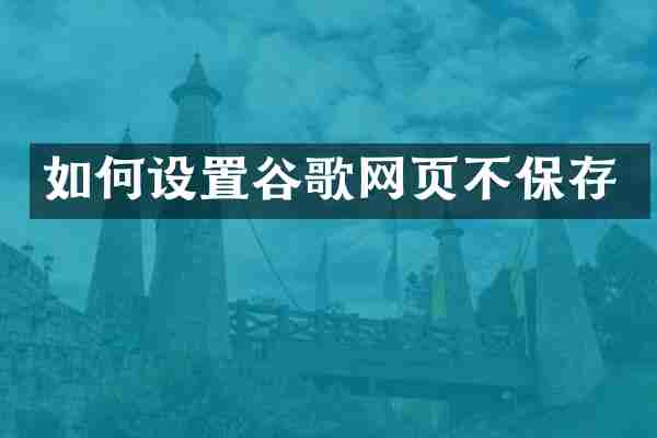 如何设置谷歌网页不保存