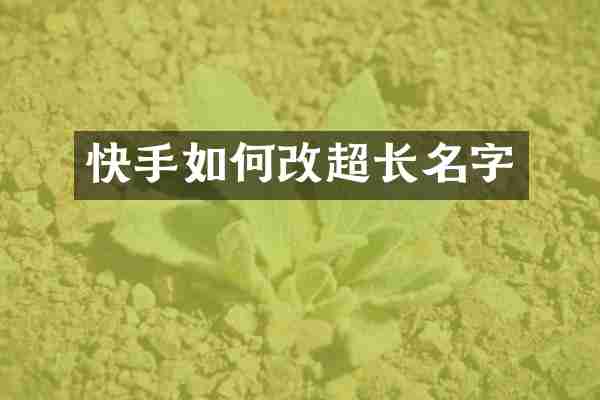 快手如何改超长名字