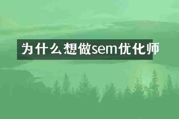 为什么想做sem优化师