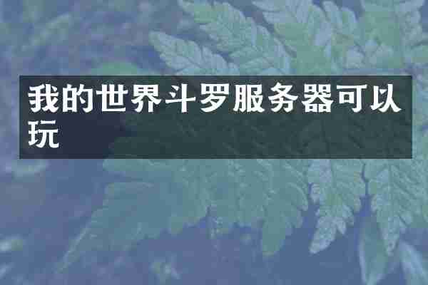 我的世界斗罗服务器可以玩