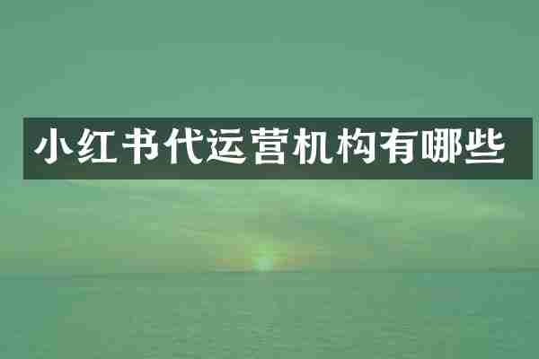 小红书代运营机构有哪些