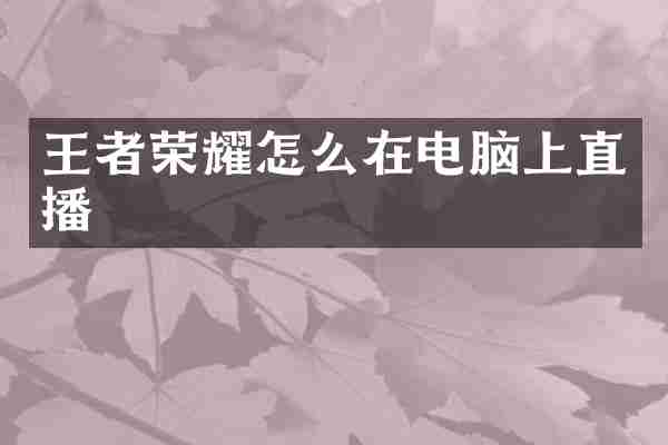 王者荣耀怎么在电脑上直播