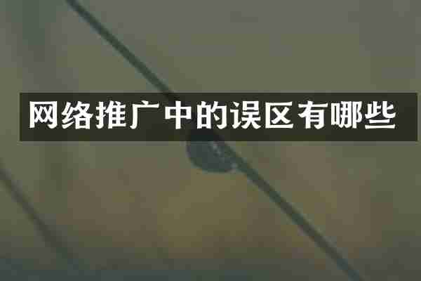 网络推广中的误区有哪些