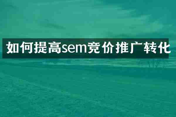如何提高sem竞价推广转化
