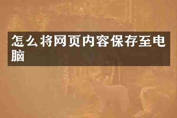 怎么将网页内容保存至电脑