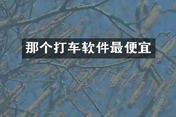 那个打车软件最便宜