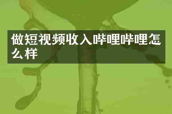 做短视频收入哔哩哔哩怎么样