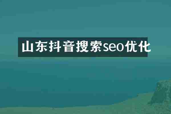 山东抖音搜索seo优化