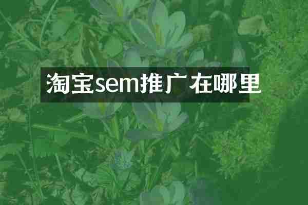 淘宝sem推广在哪里