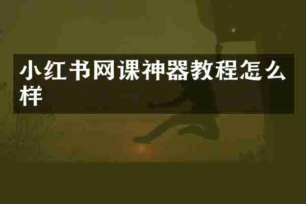 小红书网课神器教程怎么样