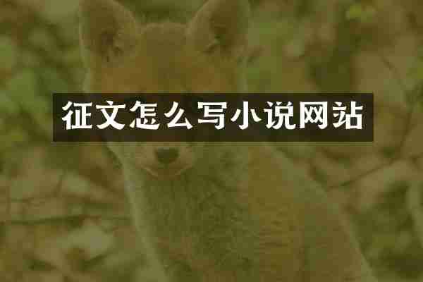 征文怎么写小说网站