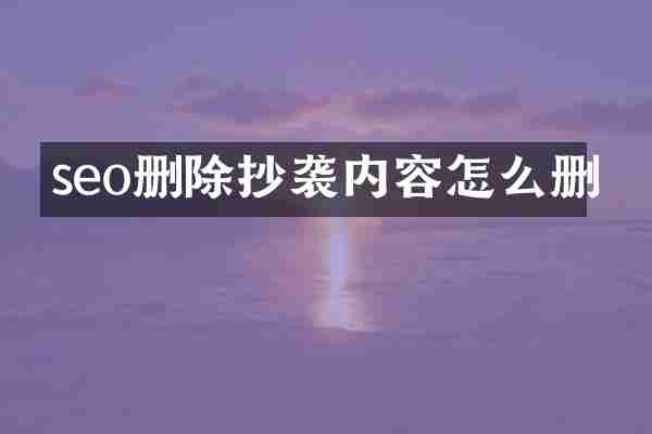 seo删除抄袭内容怎么删