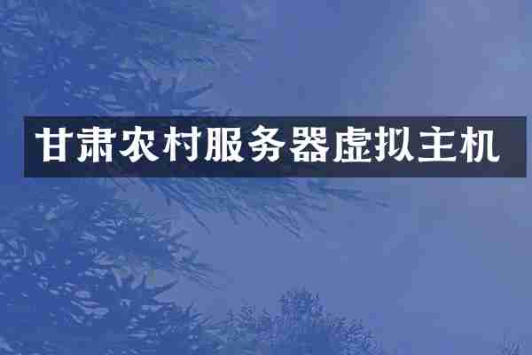 甘肃农村服务器虚拟主机