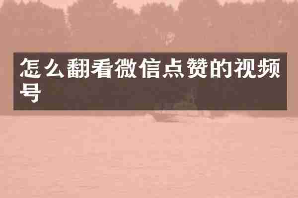 怎么翻看微信点赞的视频号