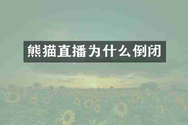 熊猫直播为什么倒闭