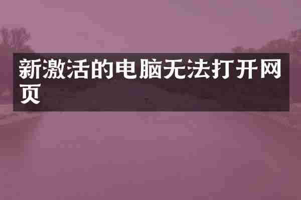新激活的电脑无法打开网页