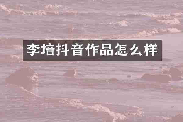 李培抖音作品怎么样