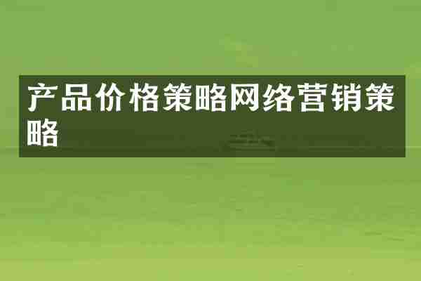 产品价格策略网络营销策略