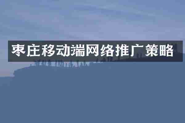 枣庄移动端网络推广策略