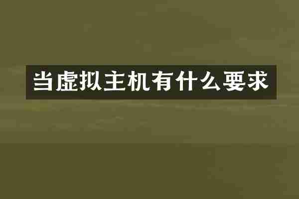 当虚拟主机有什么要求