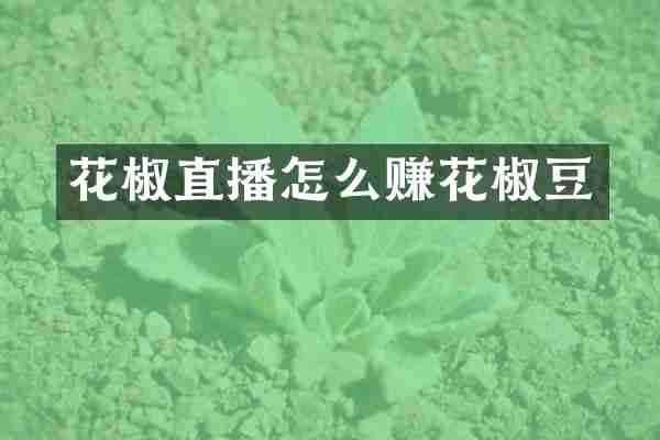 花椒直播怎么赚花椒豆