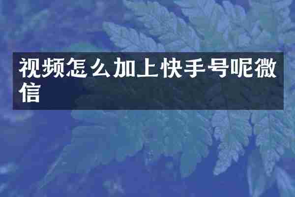 视频怎么加上快手号呢微信