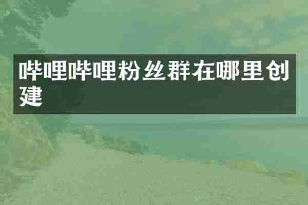 哔哩哔哩粉丝群在哪里创建