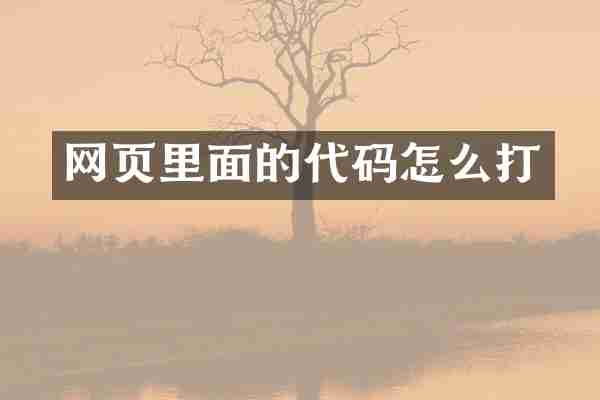 网页里面的代码怎么打