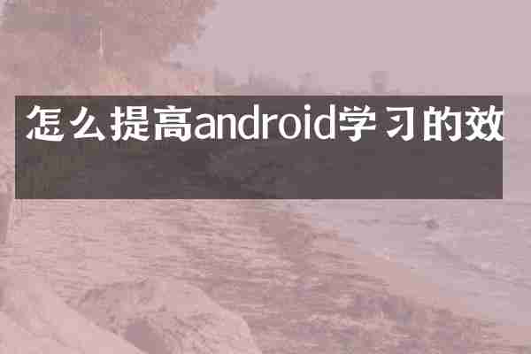 怎么提高android学习的效率