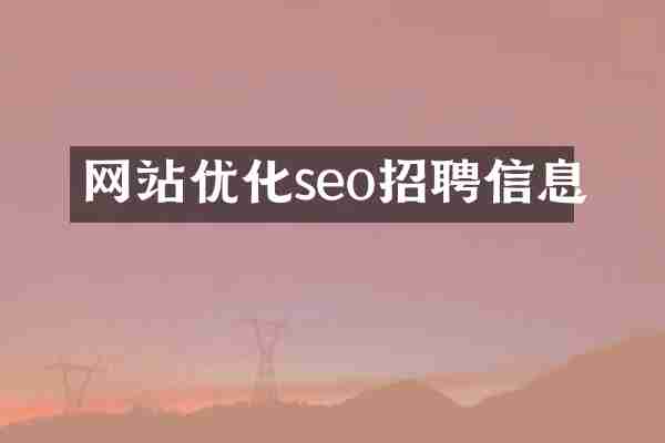 网站优化seo招聘信息