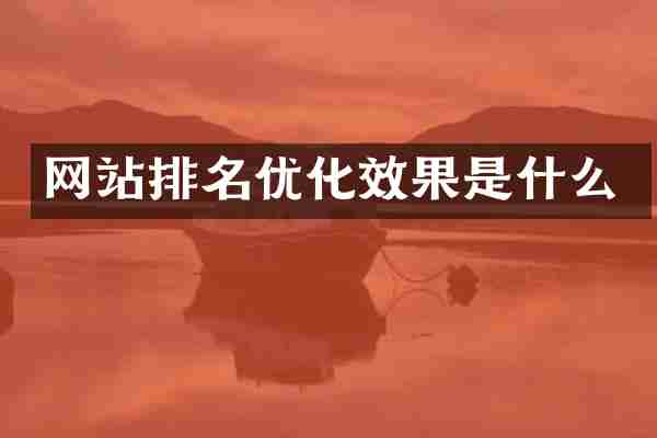 网站排名优化效果是什么