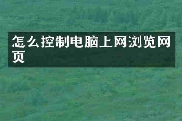怎么控制电脑上网浏览网页