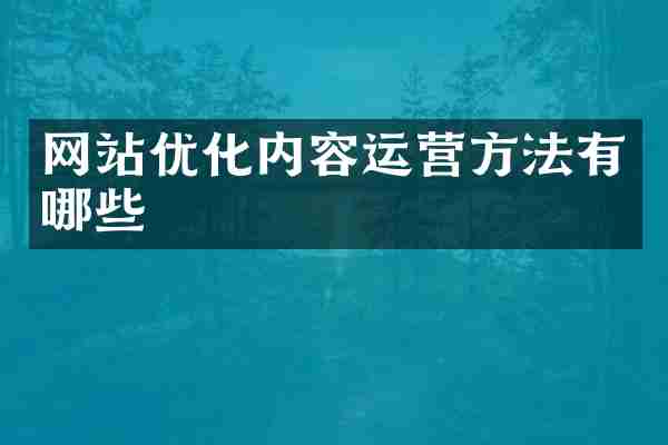 网站优化内容运营方法有哪些