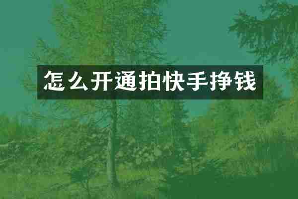 怎么开通拍快手挣钱