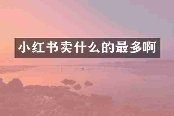 小红书卖什么的最多啊