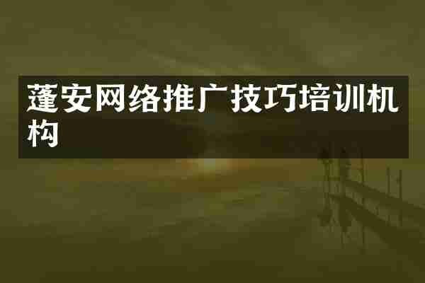 蓬安网络推广技巧培训机构