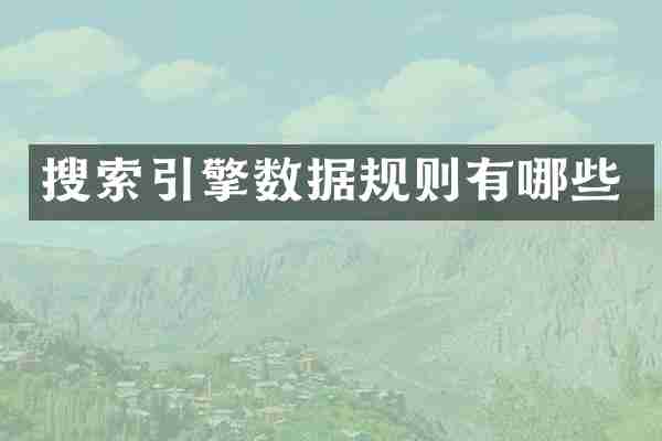 搜索引擎数据规则有哪些