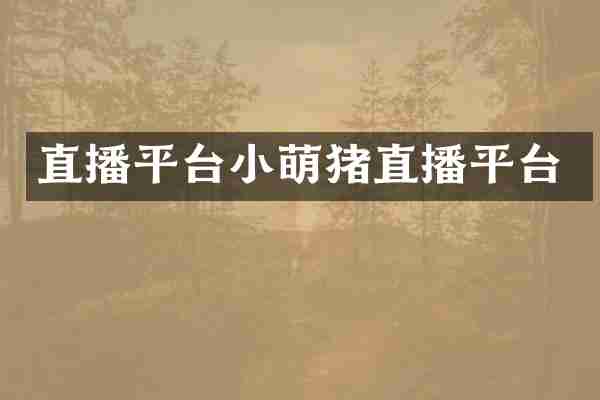 直播平台小萌猪直播平台