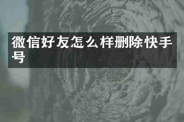 微信好友怎么样删除快手号