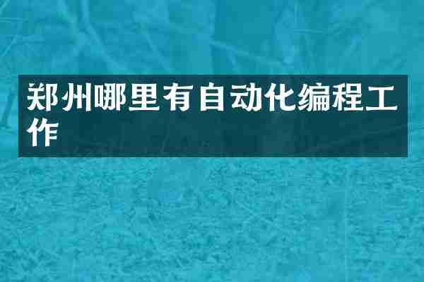 郑州哪里有自动化编程工作
