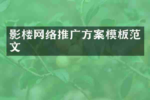 影楼网络推广方案模板范文
