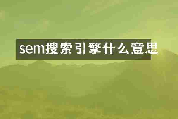 sem搜索引擎什么意思