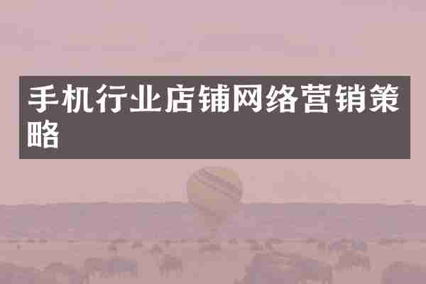 手机行业店铺网络营销策略