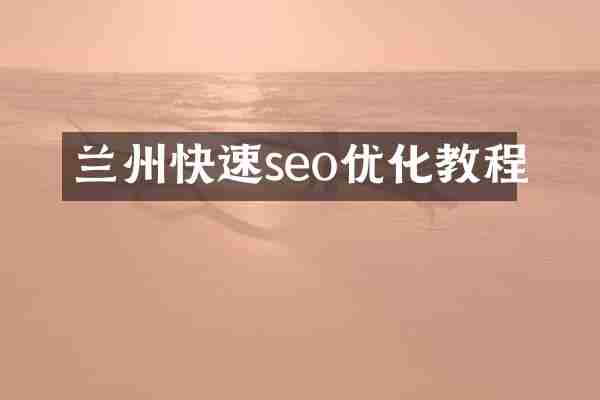 兰州快速seo优化教程