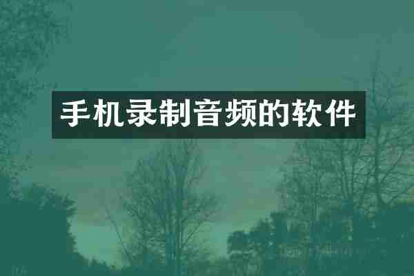 手机录制音频的软件