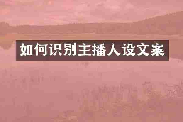 如何识别主播人设文案