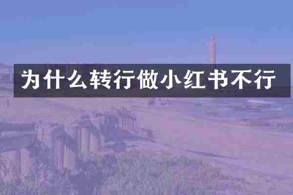 为什么转行做小红书不行